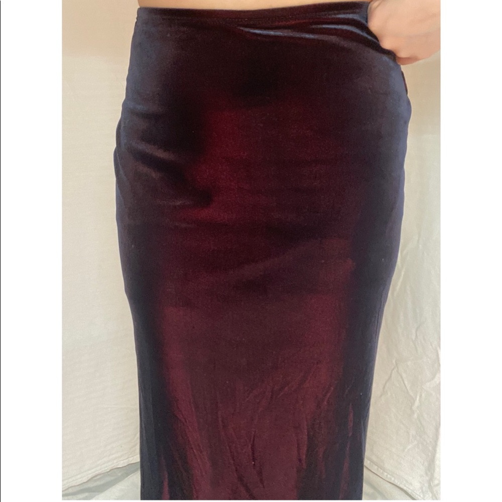 Velvet Black & Red Maxi Skirt